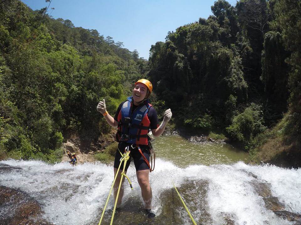 Tourists excitedly join Canyoning